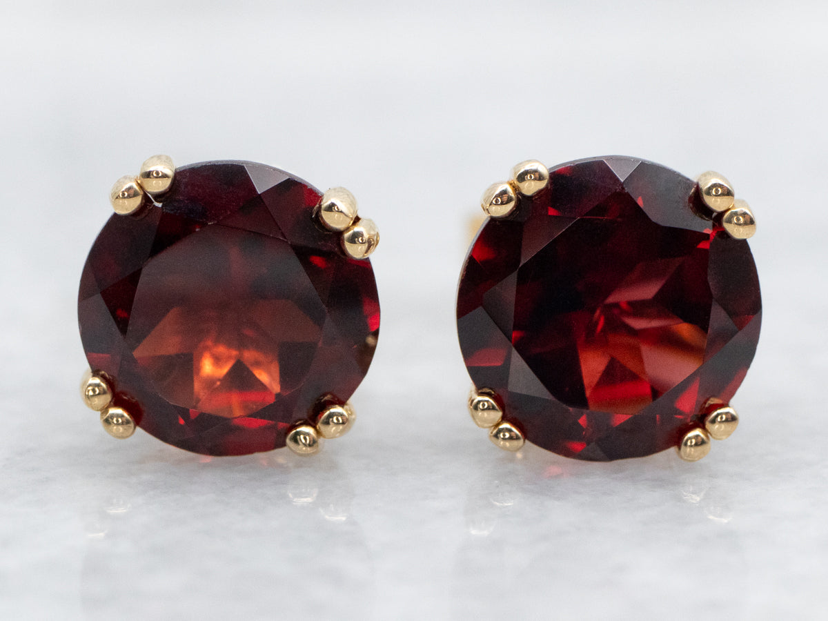 Deep Red Garnet Stud Earrings