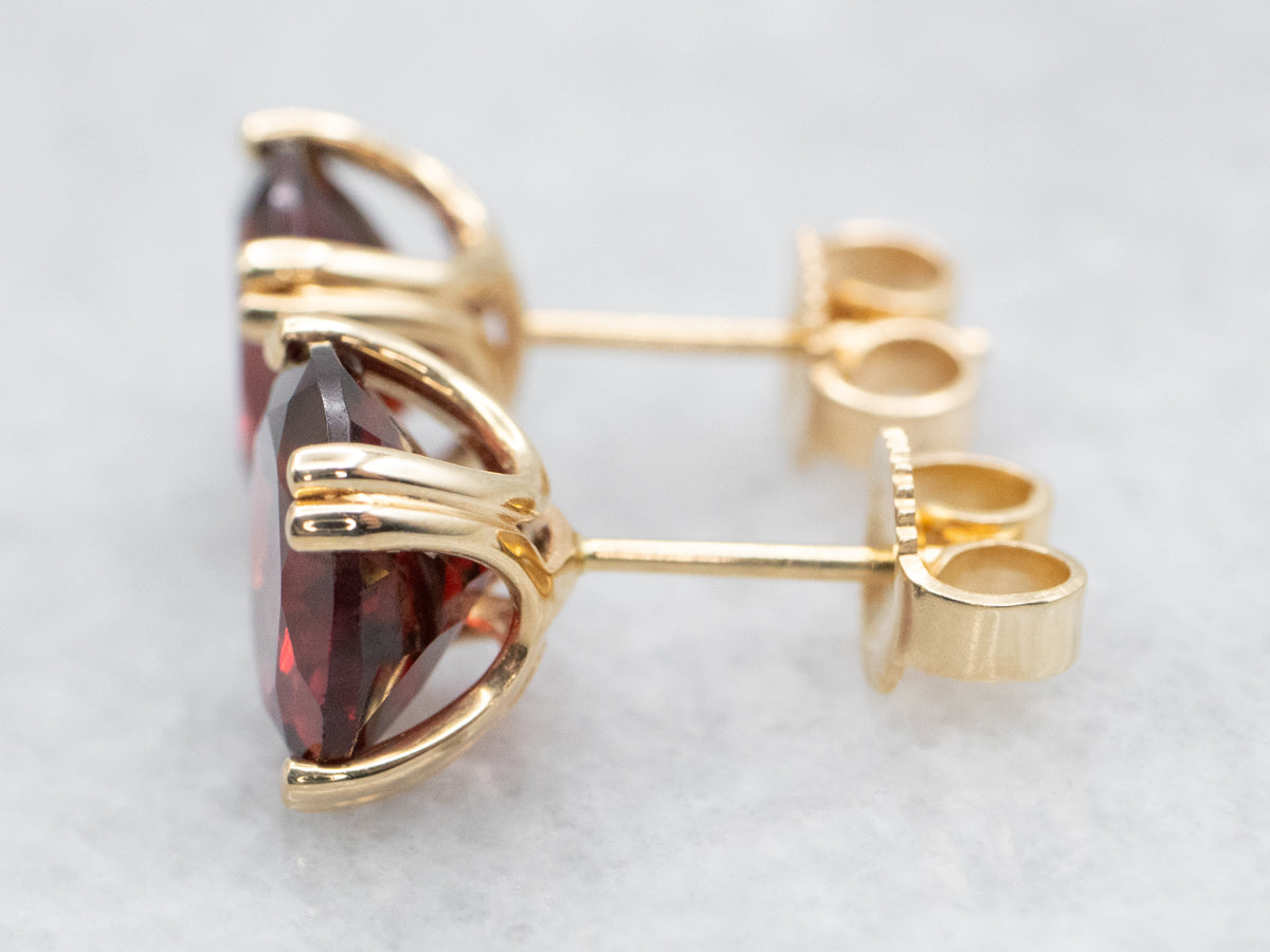 Deep Red Garnet Stud Earrings