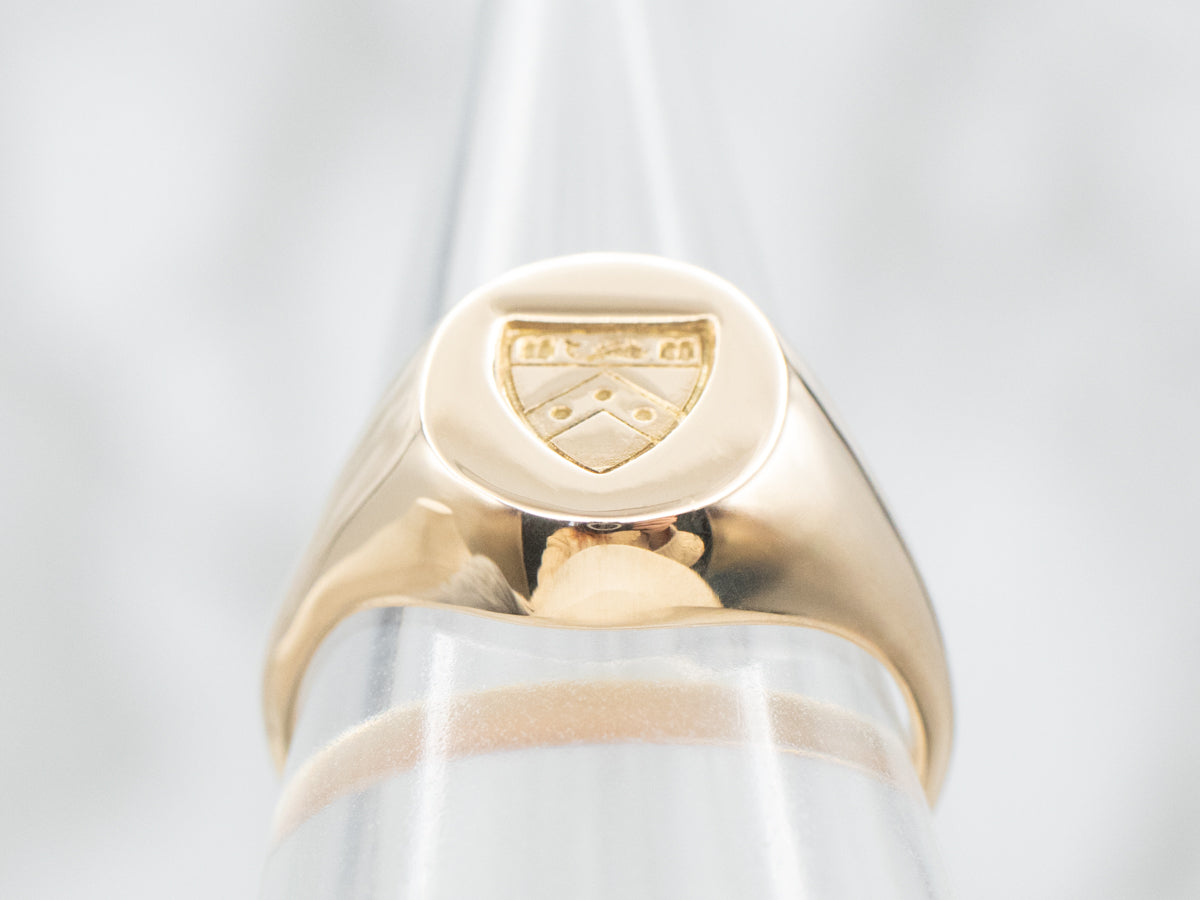 Anillo De Sello Con Escudo De Oro Amarillo