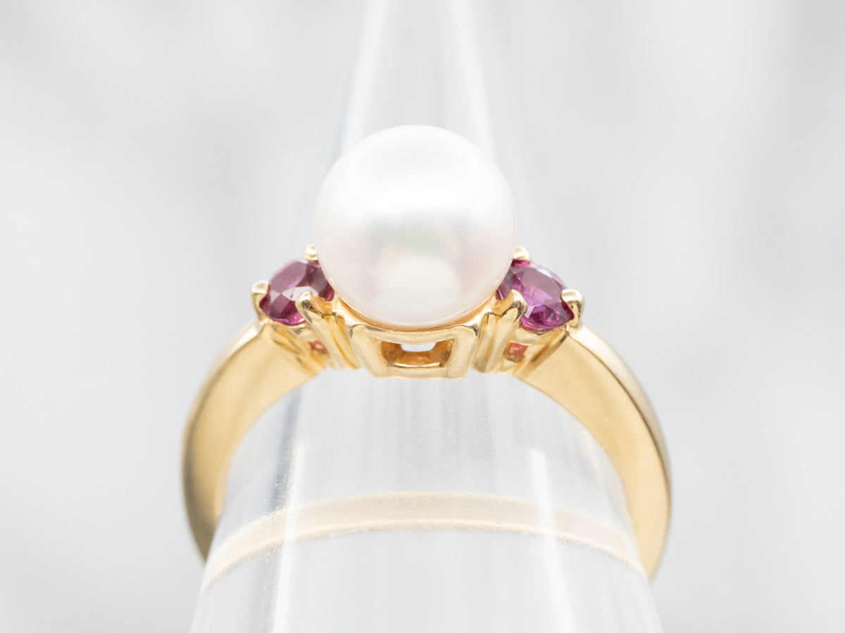 Saltwater Pearl and Ruby Ring