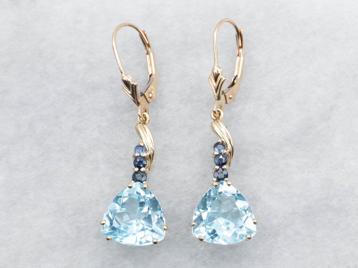 Blue Topaz and Sapphire Drop Earrings