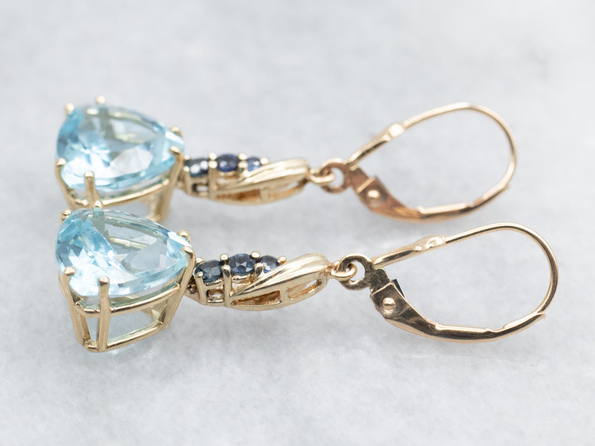 Blue Topaz and Sapphire Drop Earrings