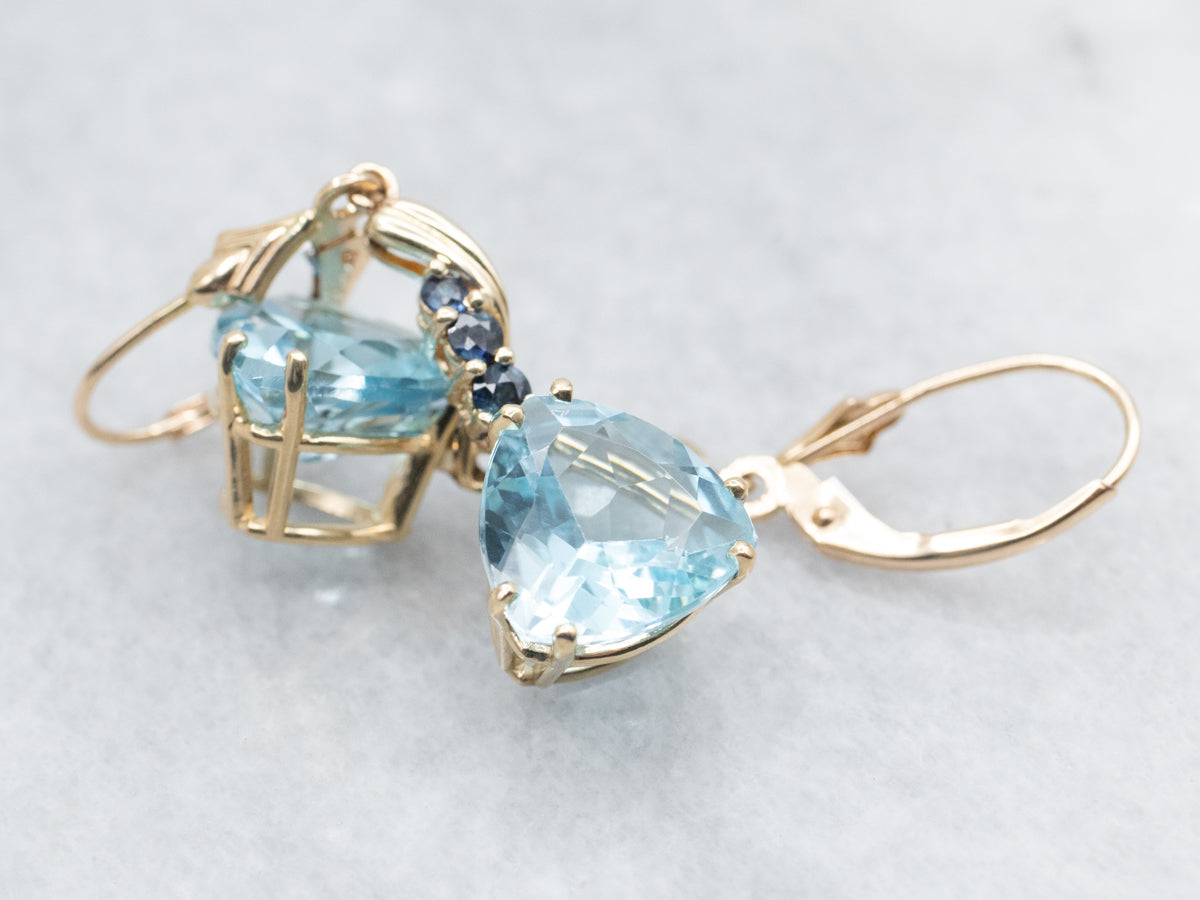 Blue Topaz and Sapphire Drop Earrings