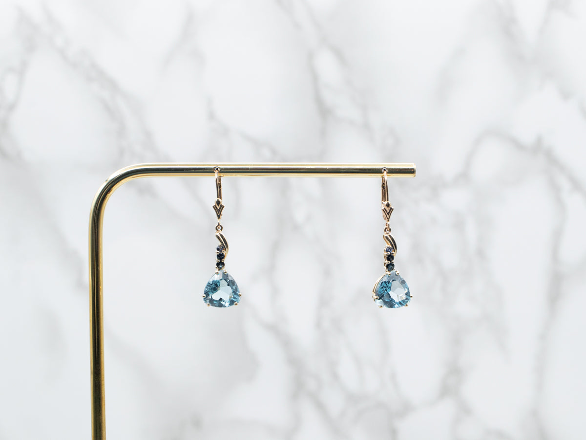 Blue Topaz and Sapphire Drop Earrings