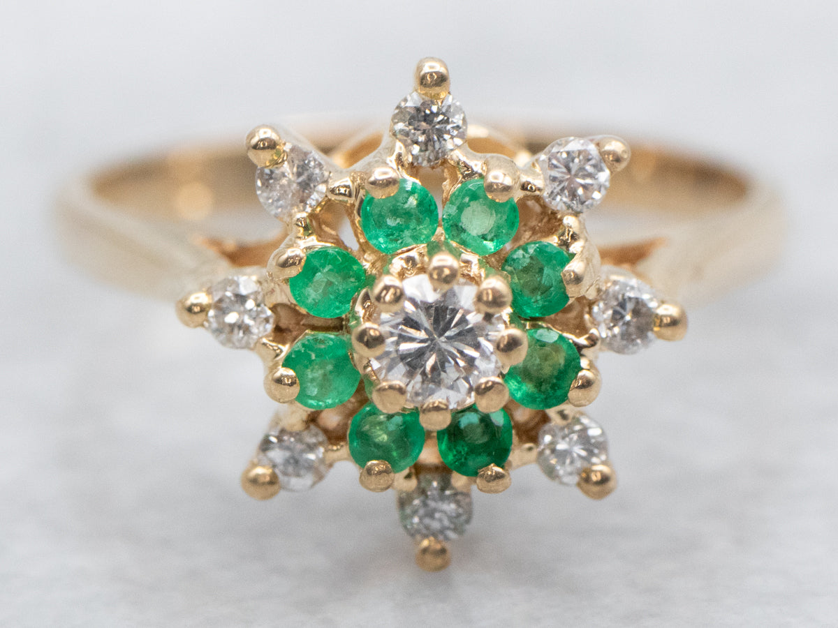 Gold Diamond and Emerald Ring