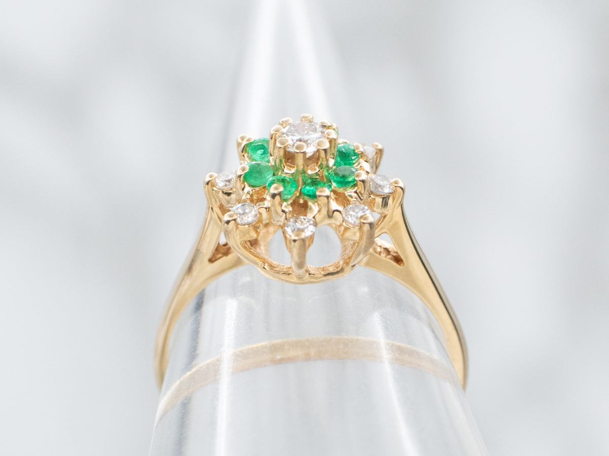 Gold Diamond and Emerald Ring