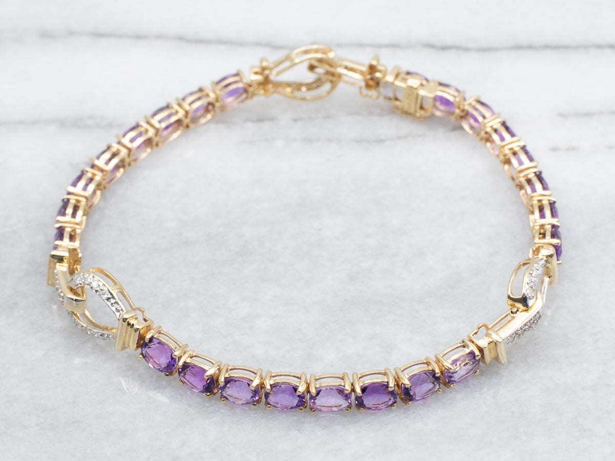 Amethyst and Diamond Tennis Bracelet