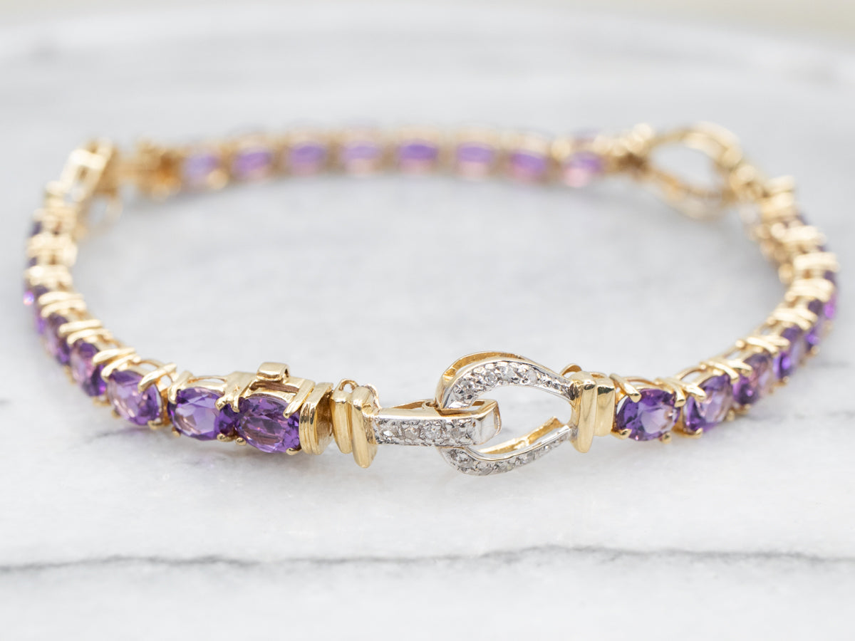 Amethyst and Diamond Tennis Bracelet