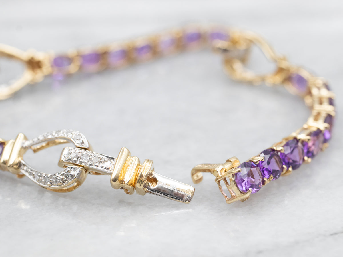 Amethyst and Diamond Tennis Bracelet