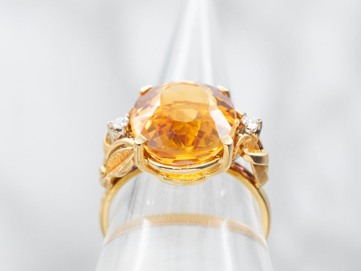 Citrine and Diamond Cocktail Ring