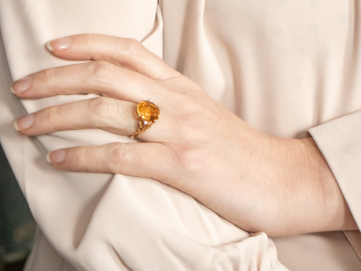 Citrine and Diamond Cocktail Ring