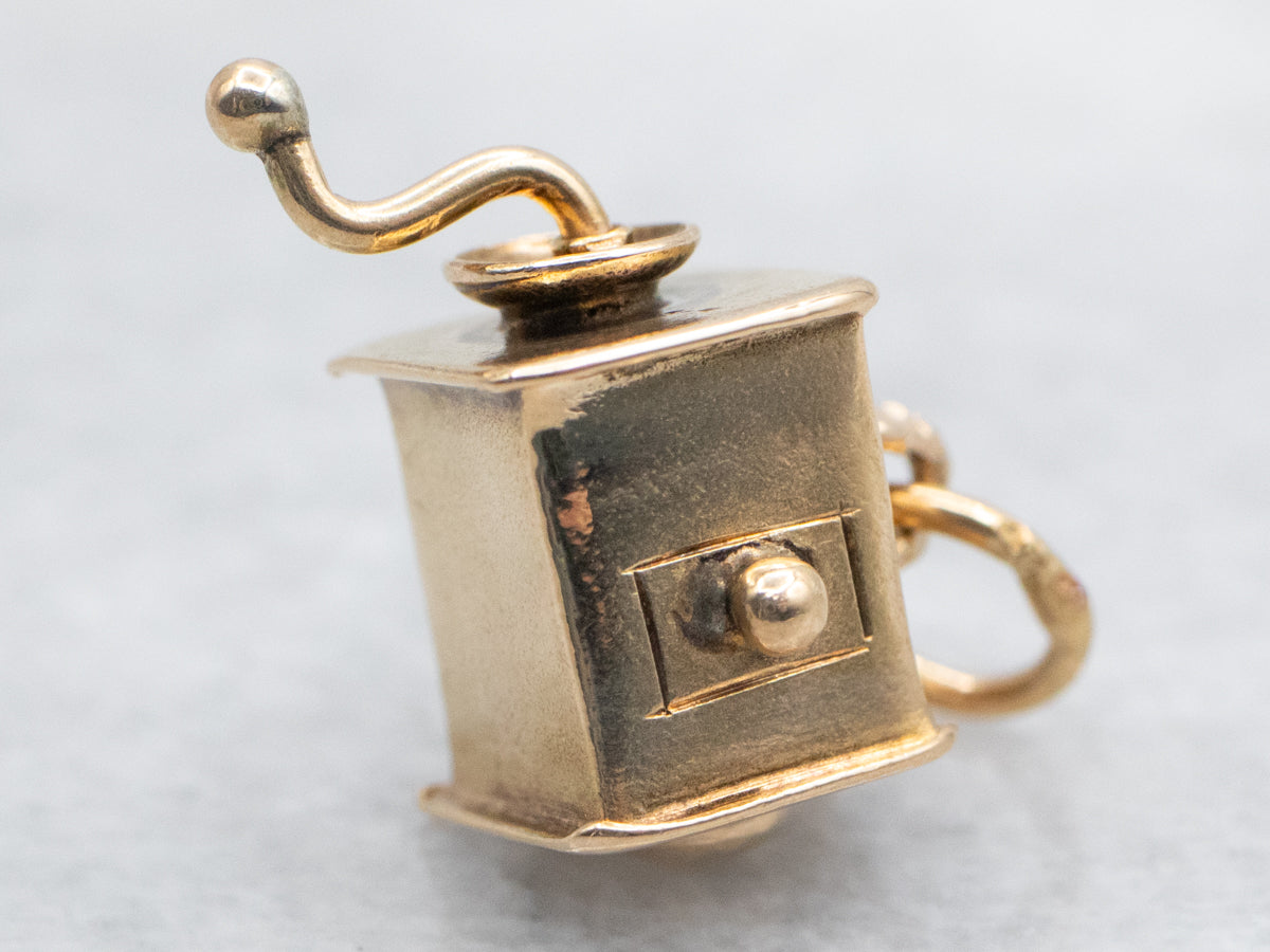 Yellow Gold Coffee Grinder Charm