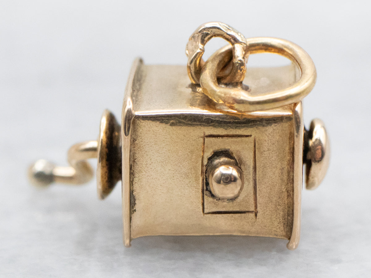 Yellow Gold Coffee Grinder Charm