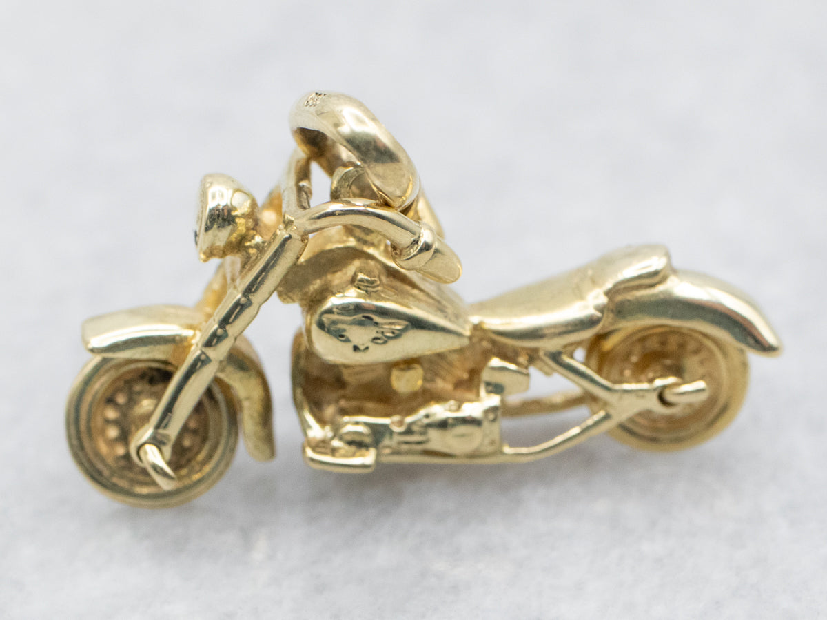 Charm de motocicleta dorada vintage