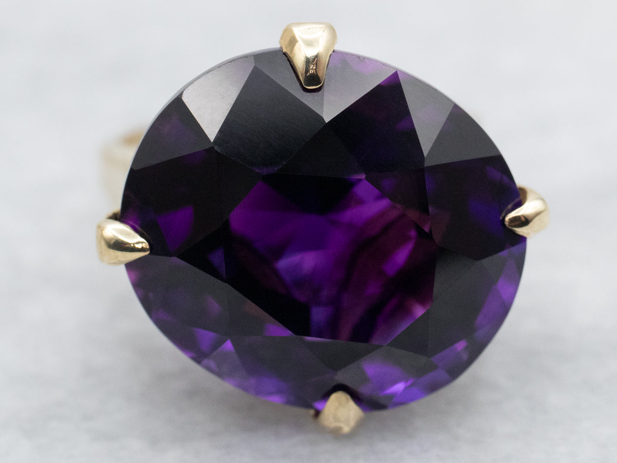 East to West Amethyst Solitaire Ring