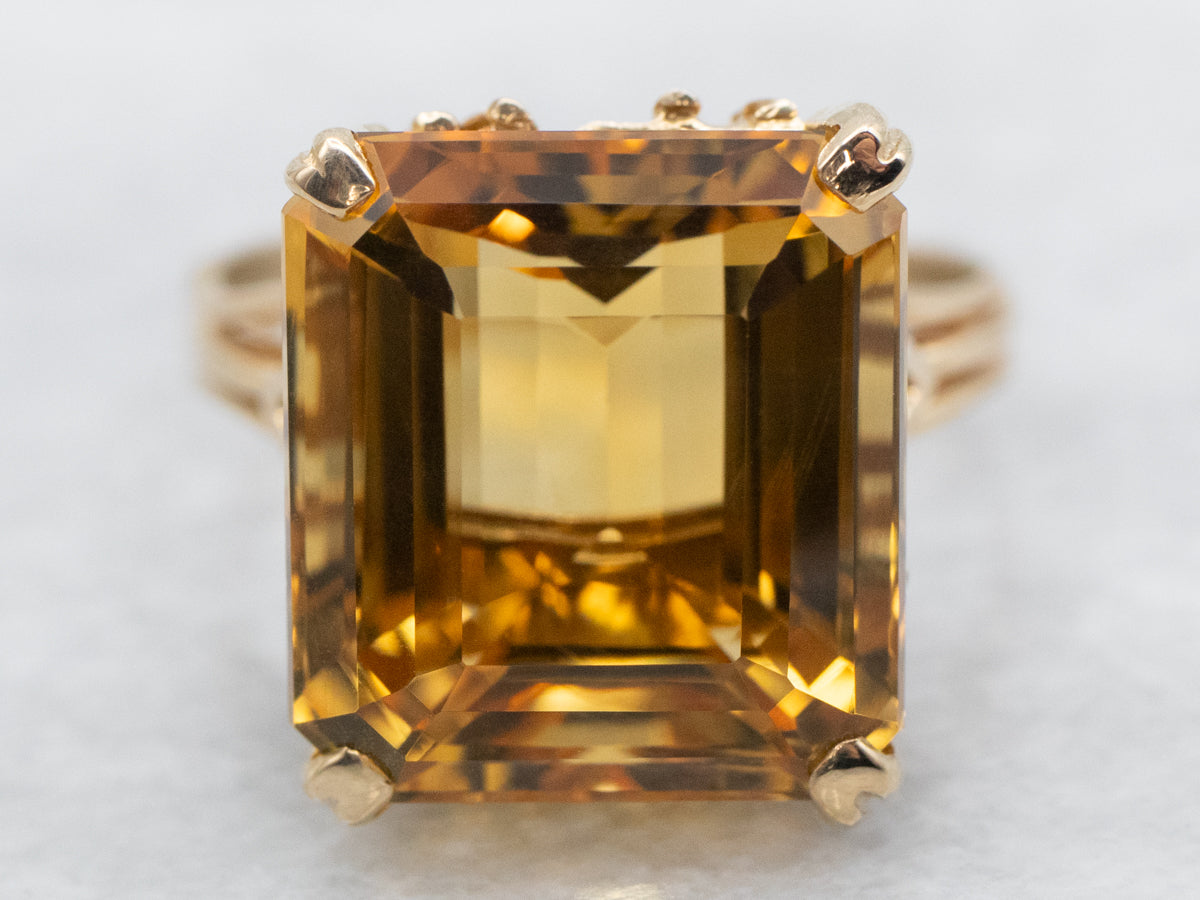 Citrine Solitaire Cocktail Ring