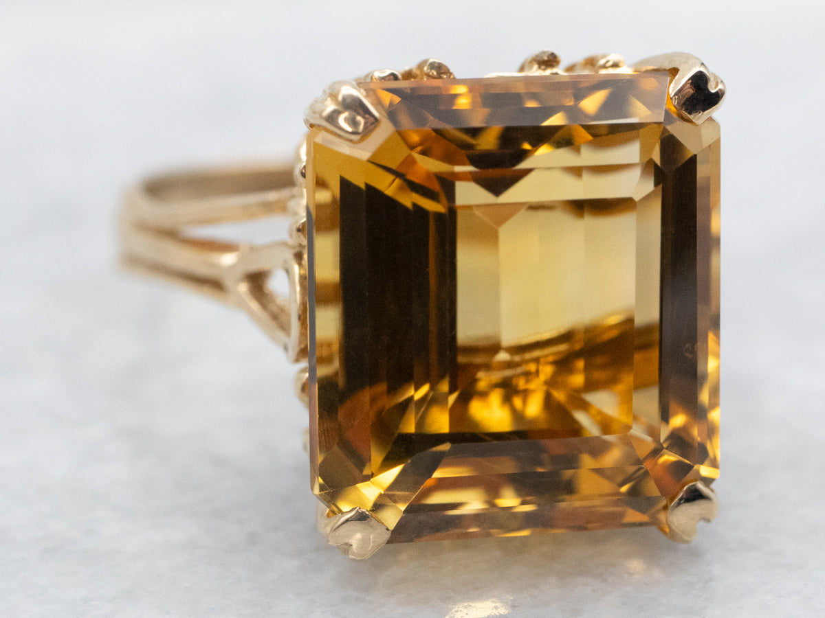 Citrine Solitaire Cocktail Ring