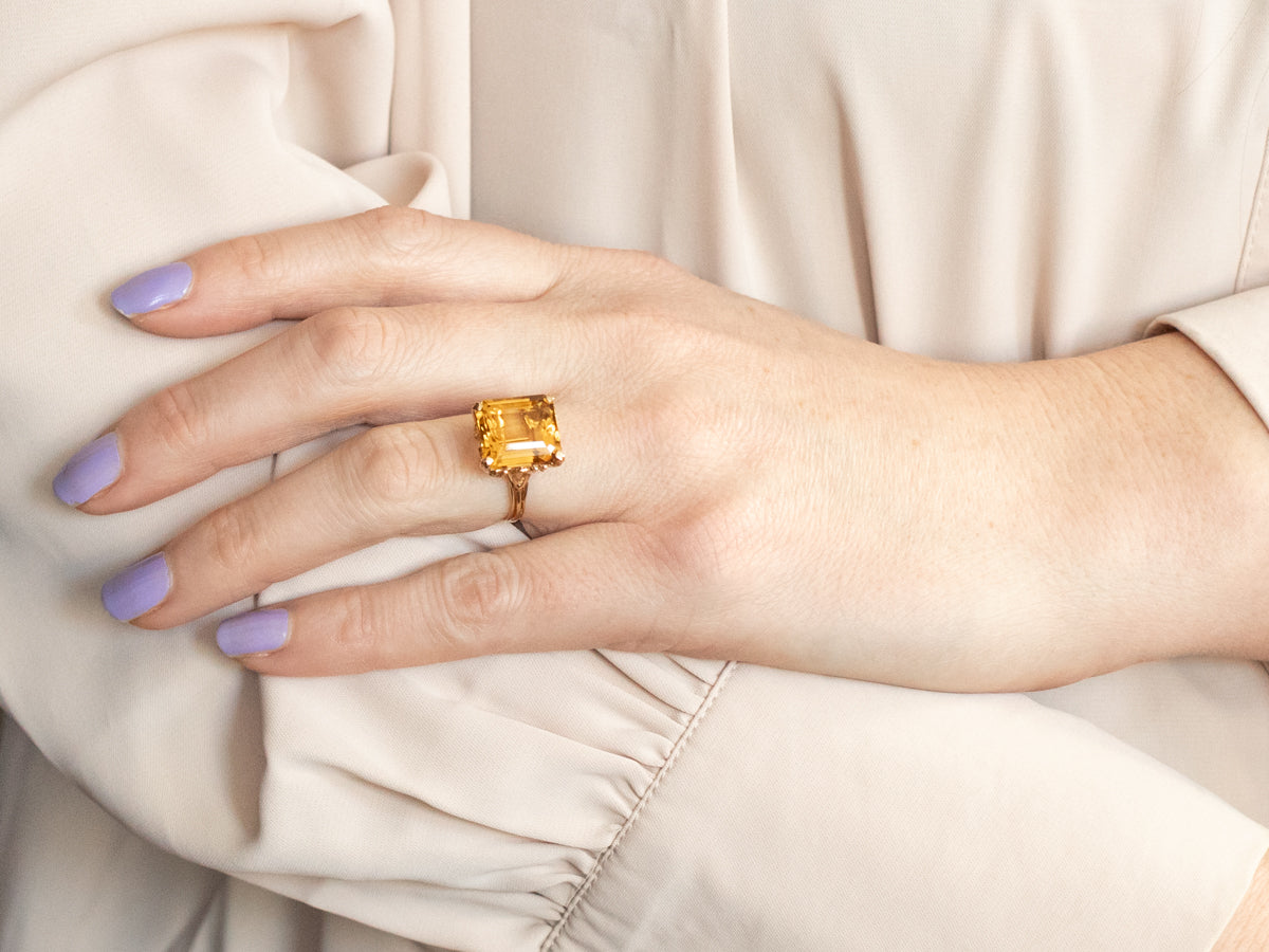 Citrine Solitaire Cocktail Ring