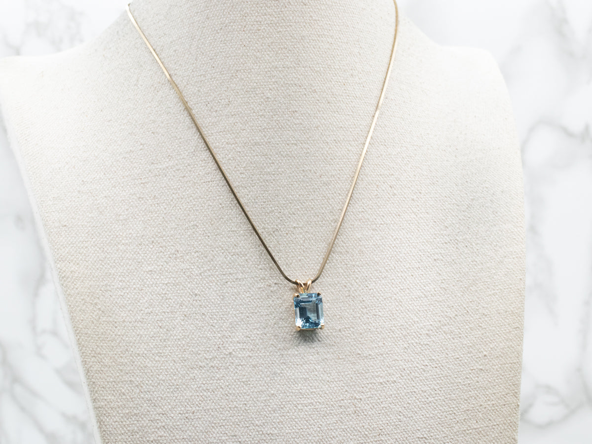 Blue Topaz Solitaire Pendant