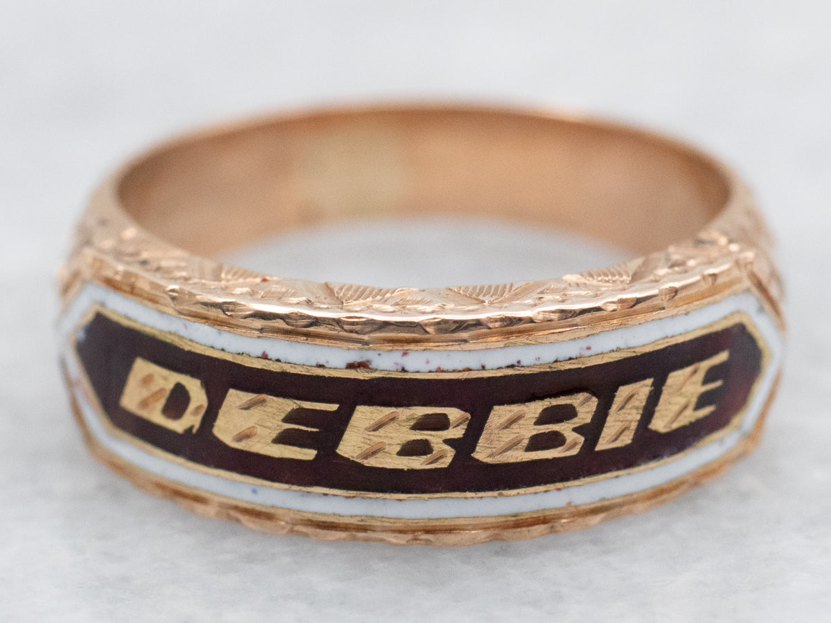 Rose Gold Enamel &quot;DEBBIE&quot; Ring