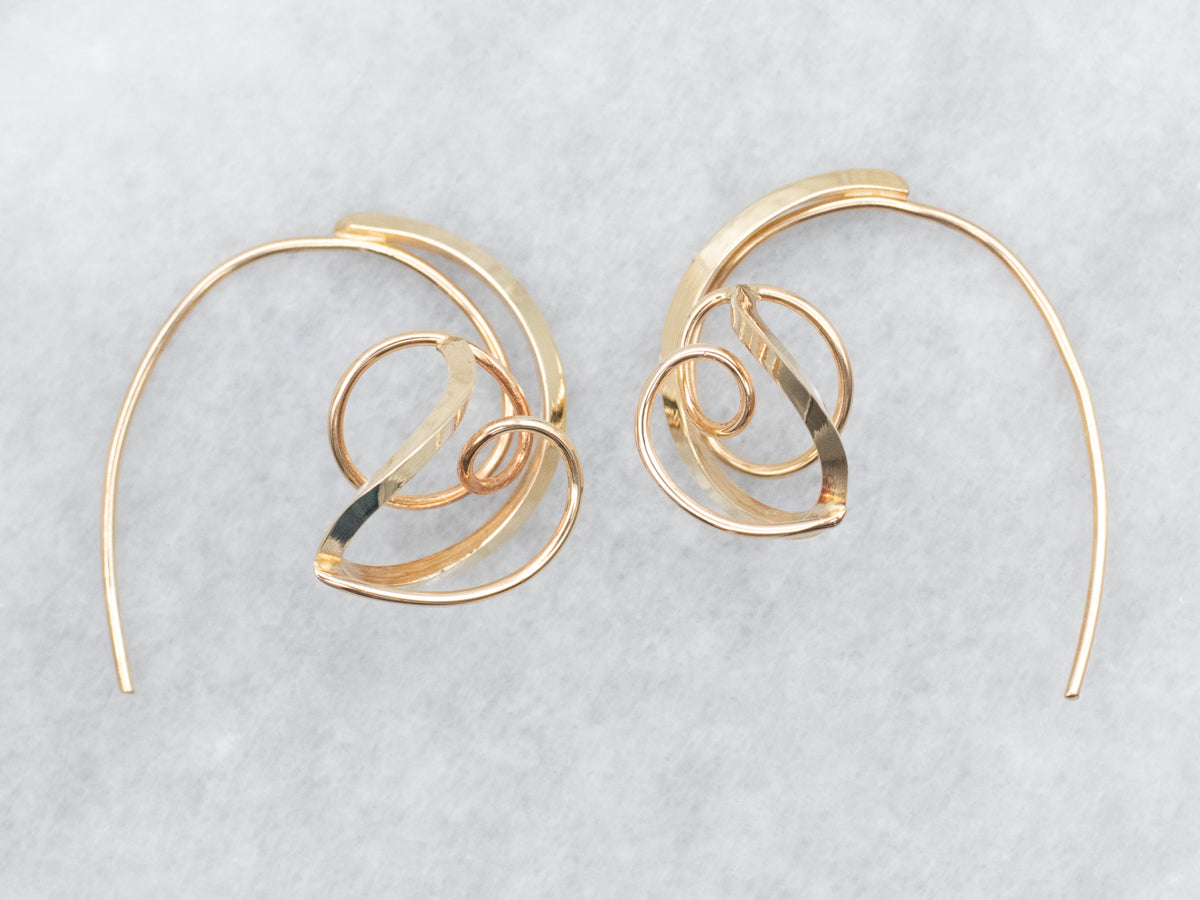 Yellow Gold Spiral Wire Earrings