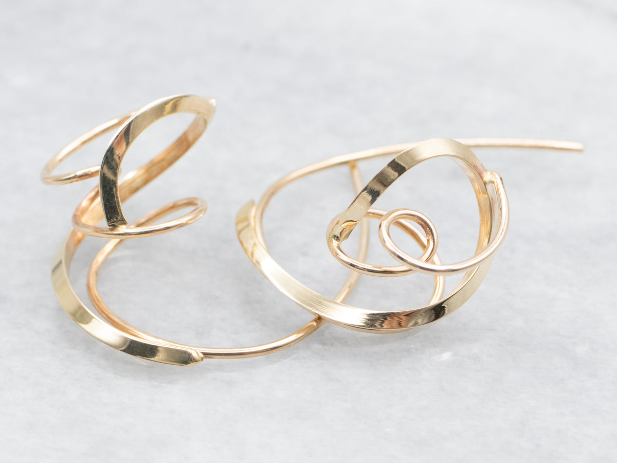 Yellow Gold Spiral Wire Earrings