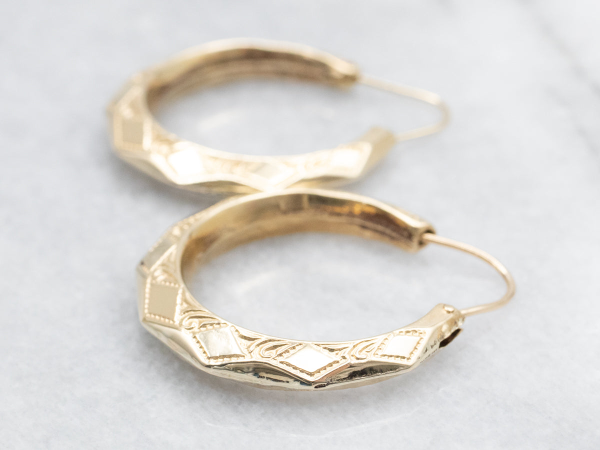 Etched Gold Hoop Earrings