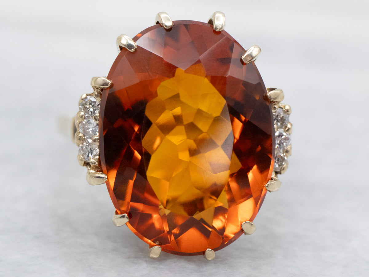 Citrine and Diamond Cocktail Ring