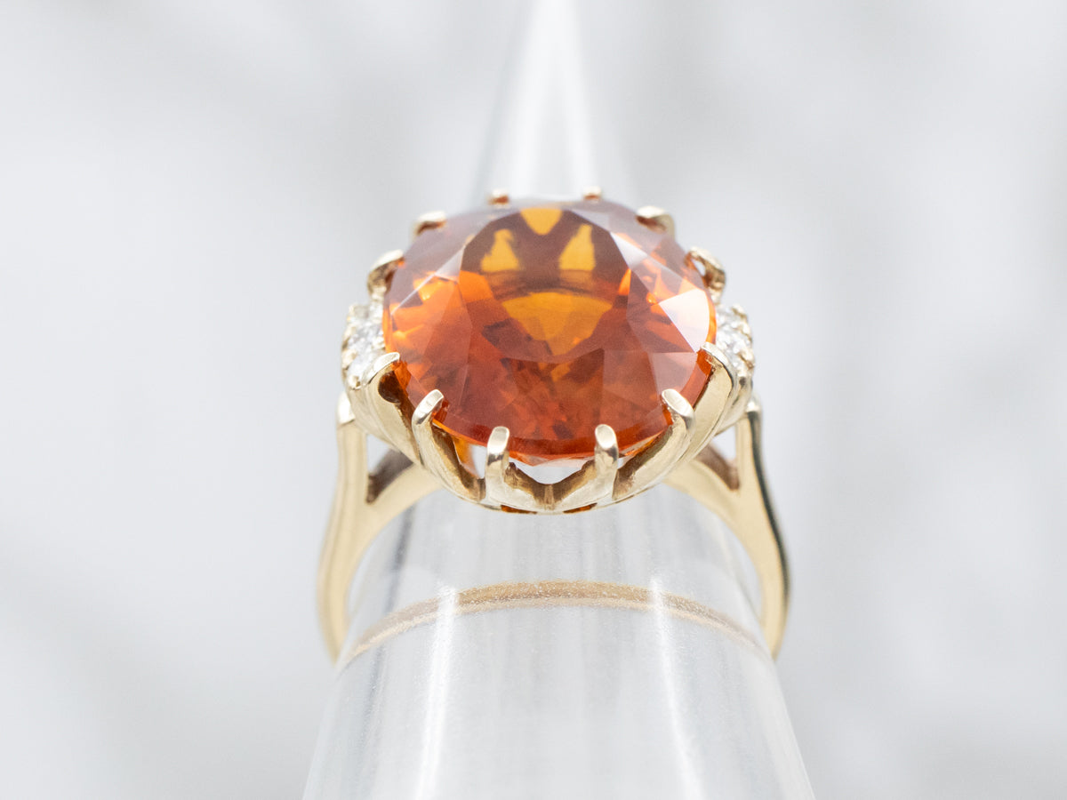 Citrine and Diamond Cocktail Ring