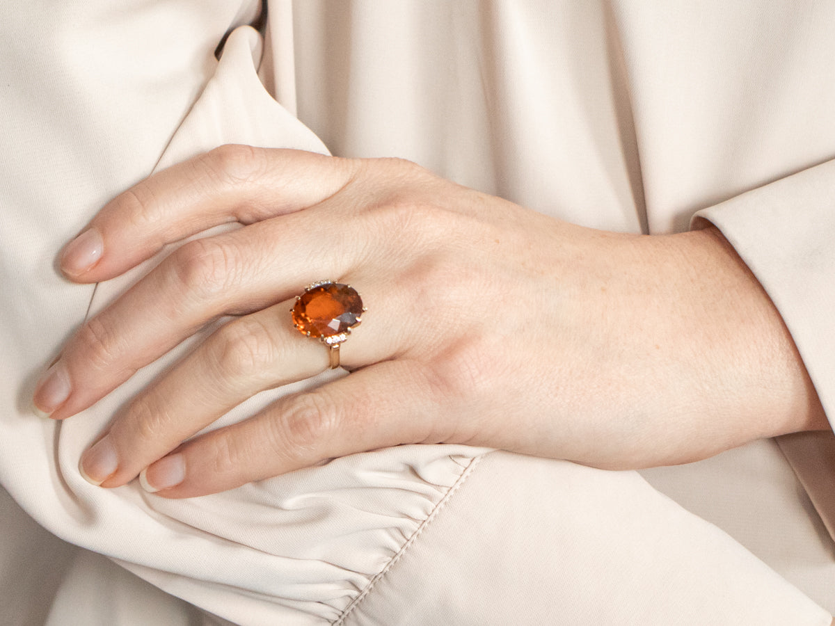 Citrine and Diamond Cocktail Ring