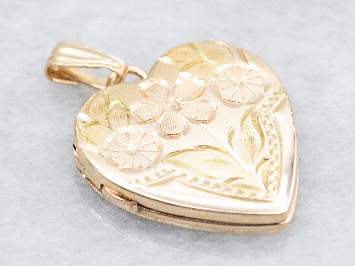 Vintage Floral Heart Shaped Locket