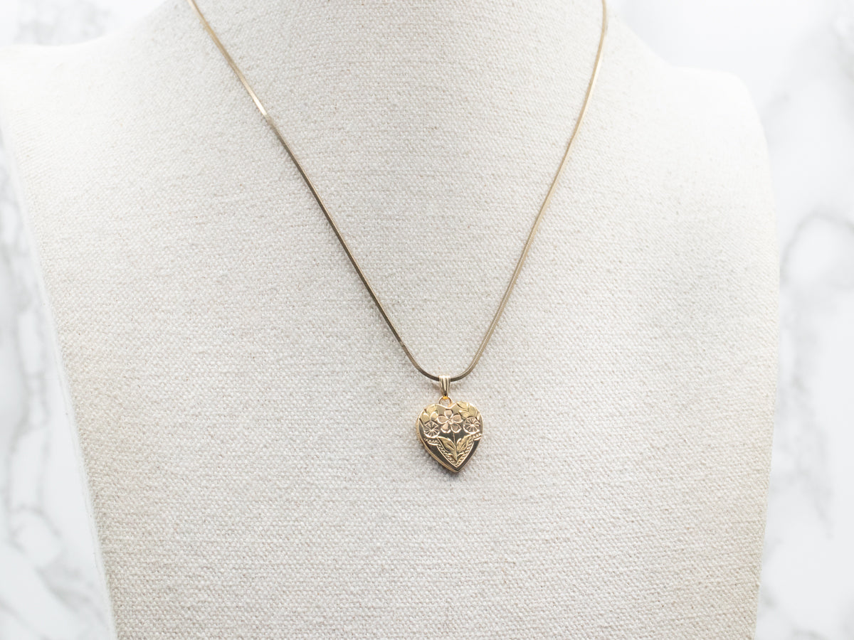 Vintage Floral Heart Shaped Locket