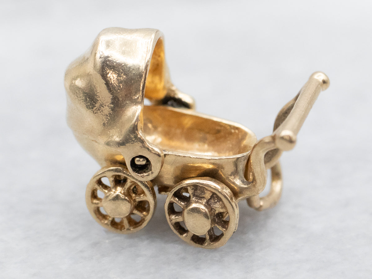 Yellow Gold Baby Carriage Charm