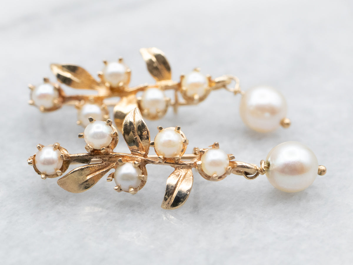 Botanical Saltwater Pearl Drop Earrings