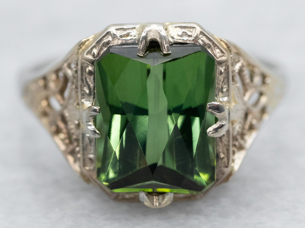 Green Tourmaline Solitaire Ring