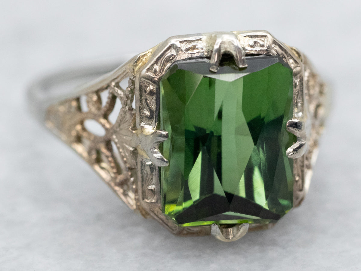 Green Tourmaline Solitaire Ring