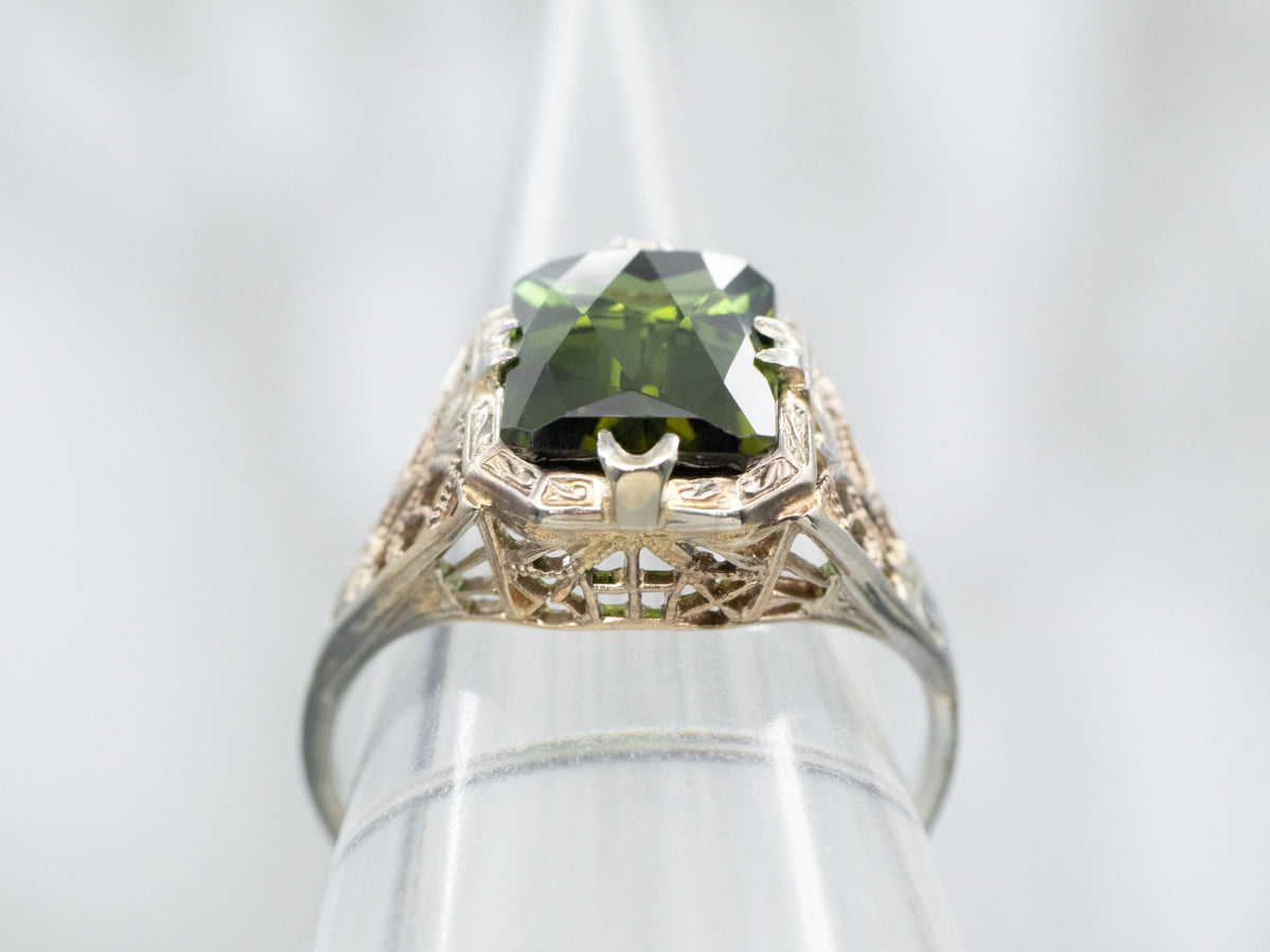 Green Tourmaline Solitaire Ring