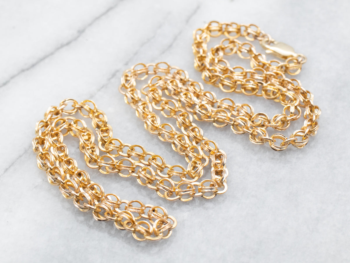 Yellow Gold Round Link Chain with Lobster Clasp