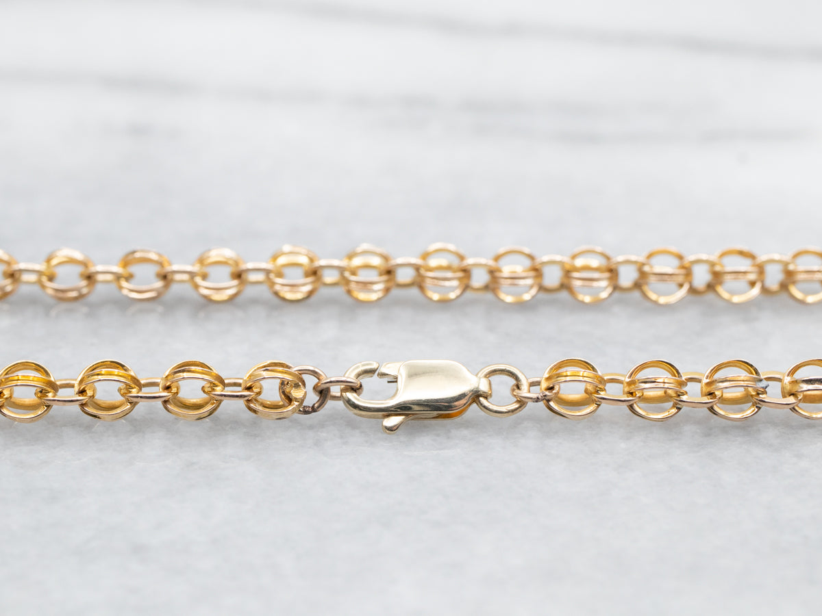 Yellow Gold Round Link Chain with Lobster Clasp