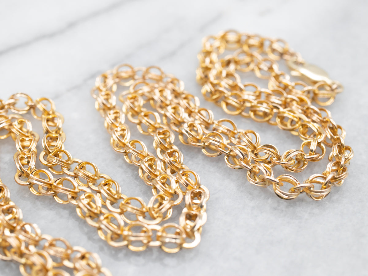 Yellow Gold Round Link Chain with Lobster Clasp