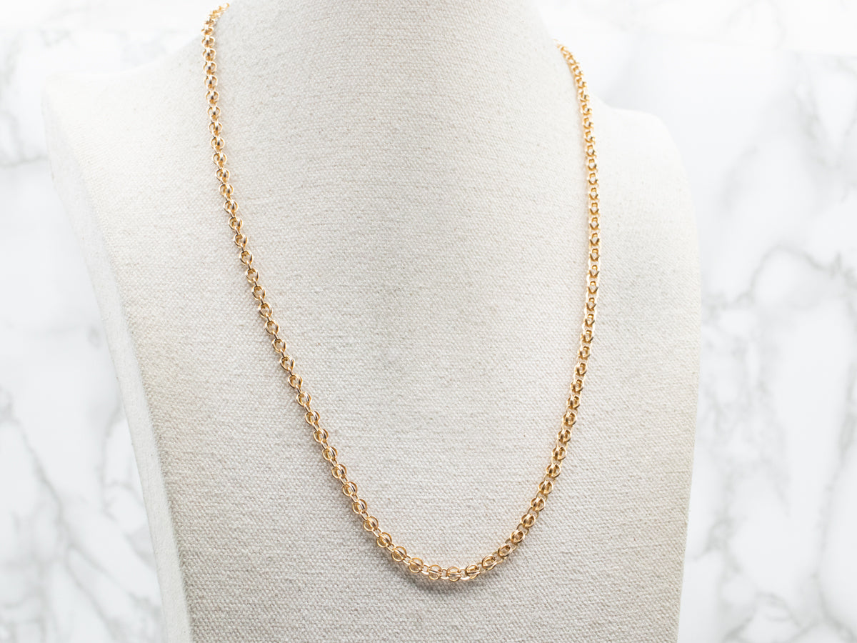 Yellow Gold Round Link Chain with Lobster Clasp