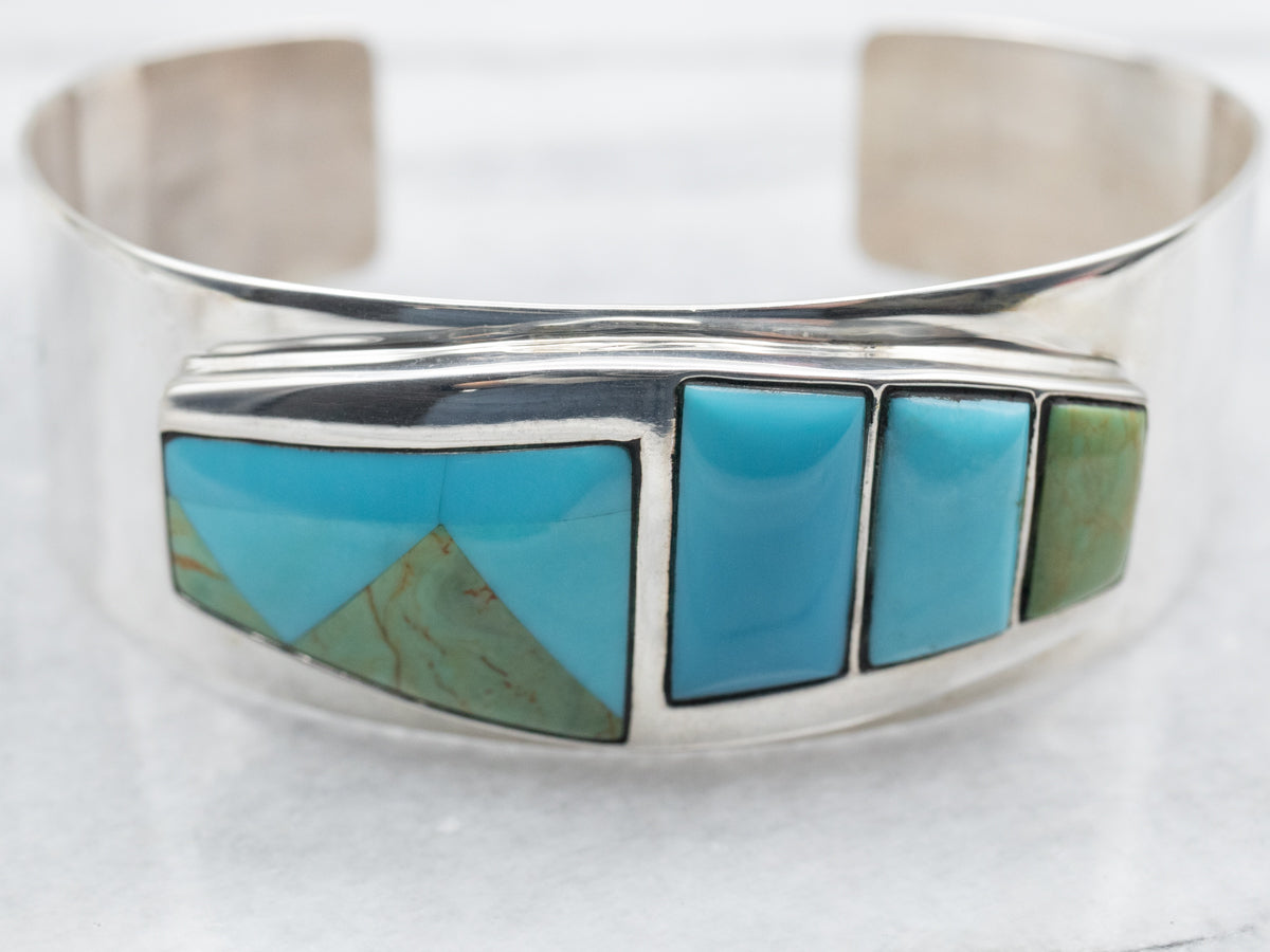 Sterling Silver Turquoise and Jasper Cuff Bracelet