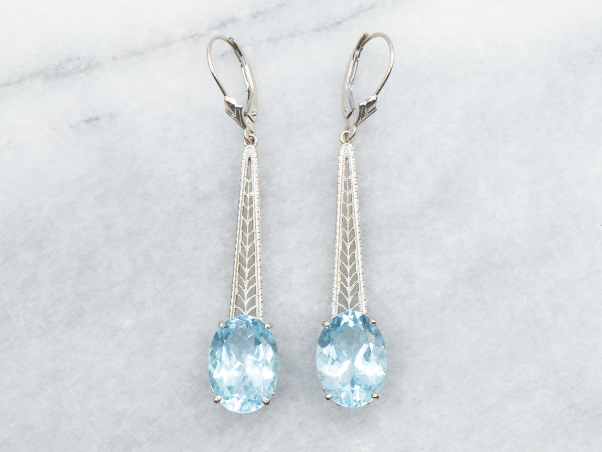 Blue Topaz Filigree Drop Earrings