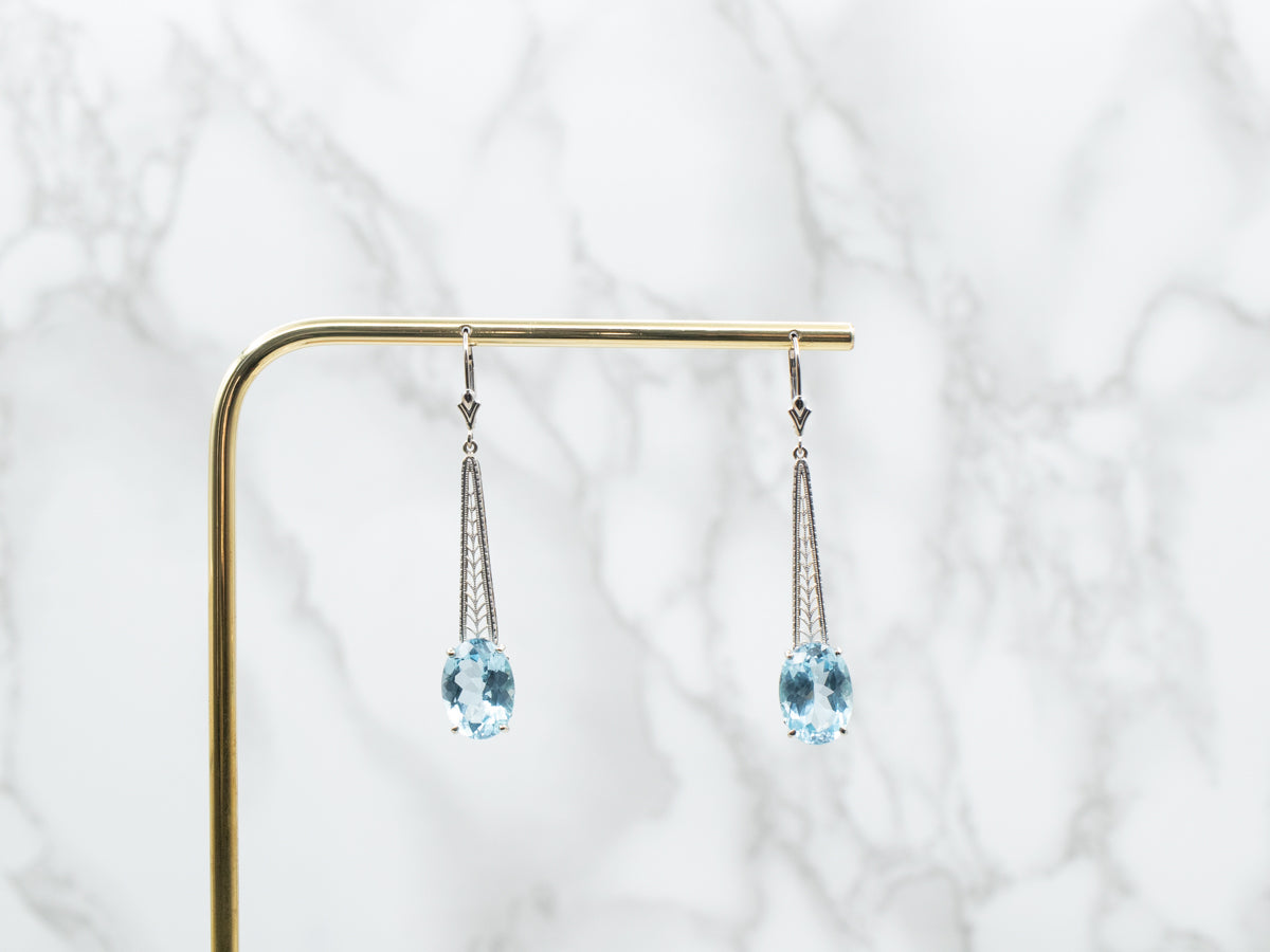 Blue Topaz Filigree Drop Earrings