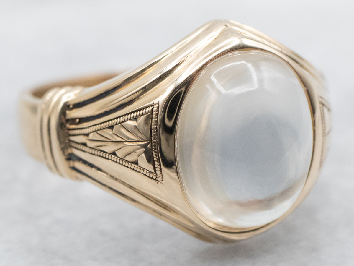 Antique Gold and Moonstone Unisex Ring