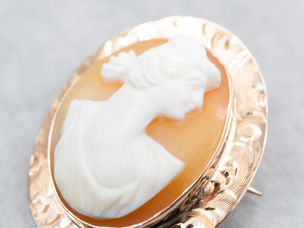 Vintage Gold Cameo Brooch or Pendant