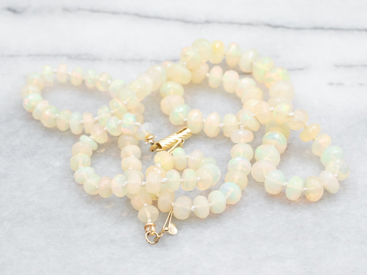 Faceted Ethiopian Opal Strand Necklace