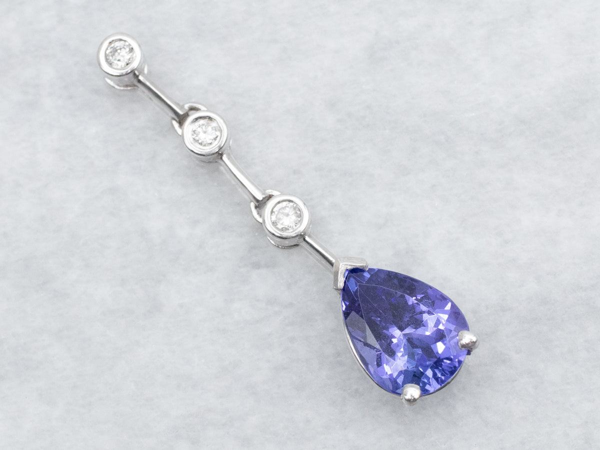 Modern Tanzanite and Diamond Pendant