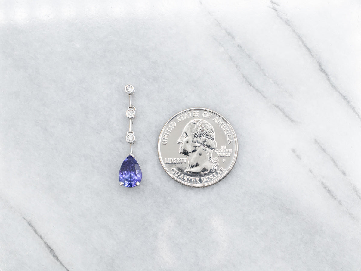 Modern Tanzanite and Diamond Pendant