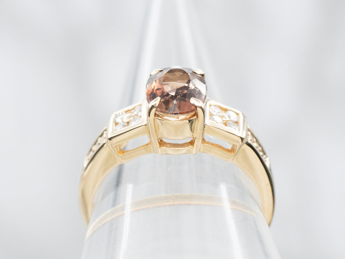 Oval Cut Andalusite and Diamond Ring